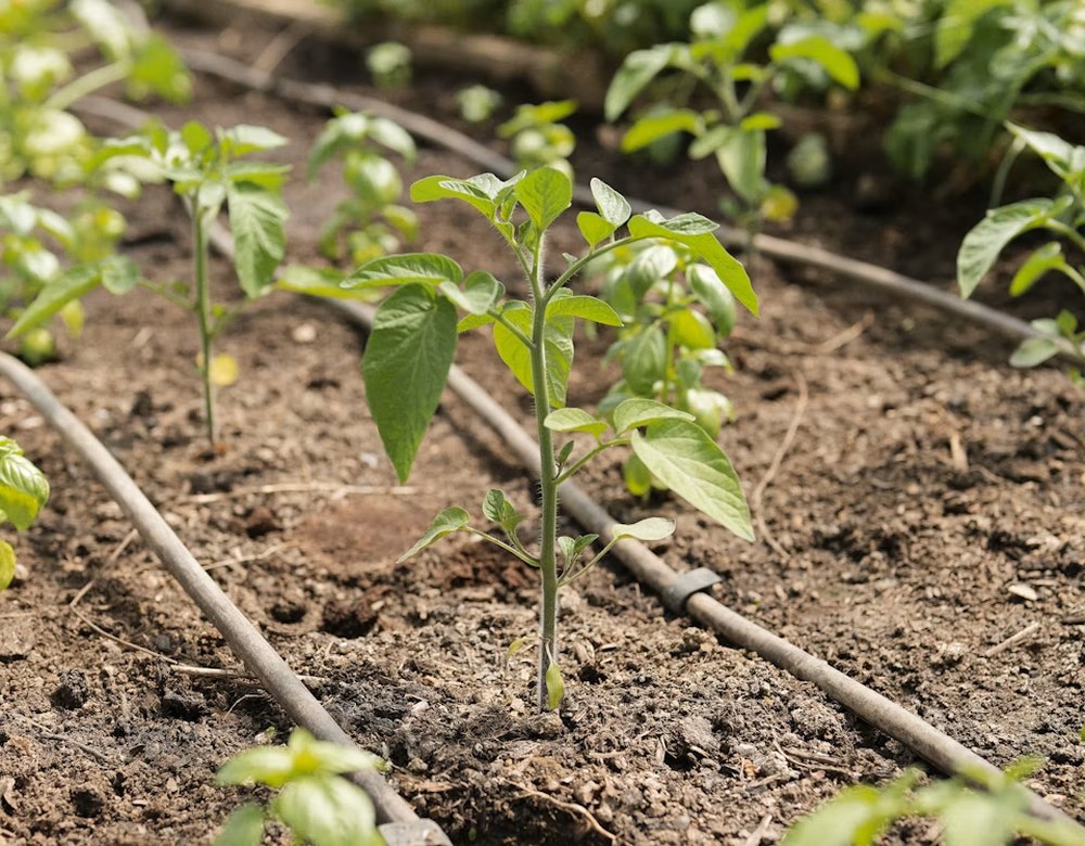 Plantation maraîchère sous irrigation goutte à goutte